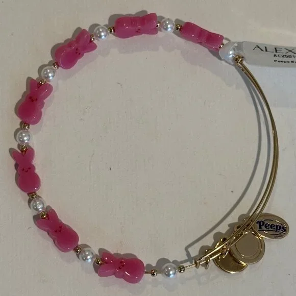 Alex and Ani Easter Peeps Bunny Beaded Bangle pink, collectable - Picture 14 of 14